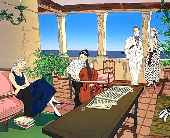 わたせせいぞうの絵画作品　タイトルはサンセットパーティー (1991)